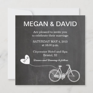 Chalkboard Wedding Inviting with bike Kaart