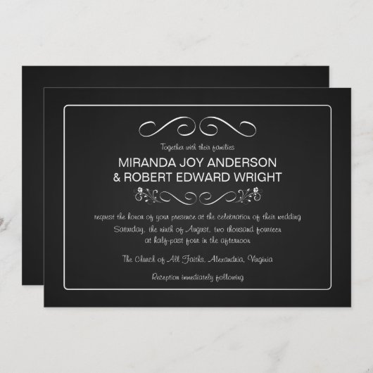 Chalkboard Wedding Invitting Plain and Simple Kaart (Voorkant / Achterkant)