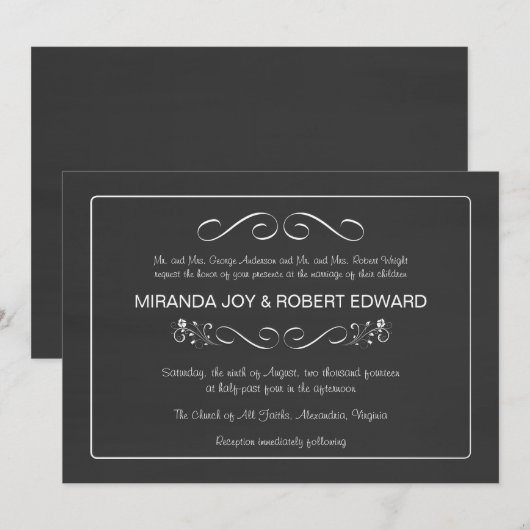 Chalkboard Wedding Invitting Plain and Simple Kaart (Voorkant / Achterkant)