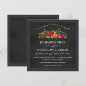 Chalkboard Wedding Invitting - Red Roses Kaart (Voorkant / Achterkant)