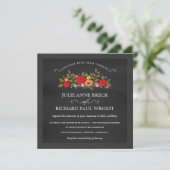 Chalkboard Wedding Invitting - Red Roses Kaart (Staand voorkant)