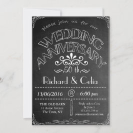 Chalkboard Wedding Jubileum Invitation 50th Kaart