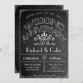 Chalkboard Wedding Jubileum Invitation 50th Kaart (Voorkant / Achterkant)