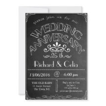 Chalkboard Wedding Jubileum Uitnodiging 25th