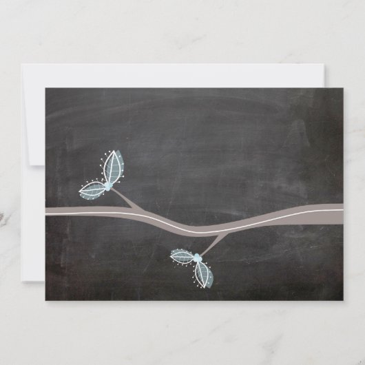 Chalkboard Wedding Owls Woodland Rustic Invite Kaart (Achterkant)