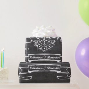 Chalkboard Wedding Personalized Wrapping Paper Cadeaupapier