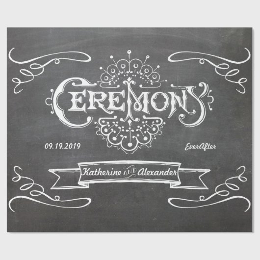 Chalkboard Wedding Personalized Wrapping Paper Cadeaupapier (Vlak)