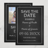 Chalkboard Wedding Photo Save the Date Kaart (Voorkant / Achterkant)