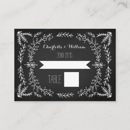 Chalkboard Wedding Place setting Kaarten Plaatskaartje (Voorkant)