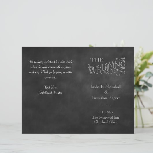 Chalkboard Wedding Programme (Staand voorkant)