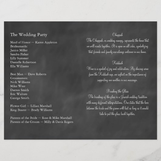Chalkboard Wedding Programme (Achterkant)