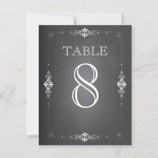 Chalkboard Wedding Reception Table Number Kaart (Voorkant)