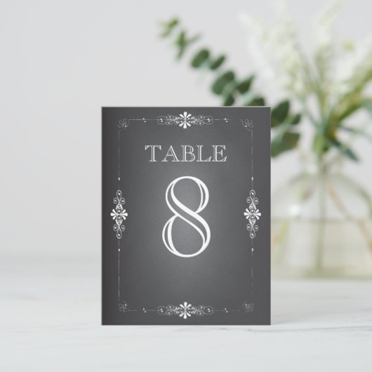 Chalkboard Wedding Reception Table Number Kaart (Staand voorkant)