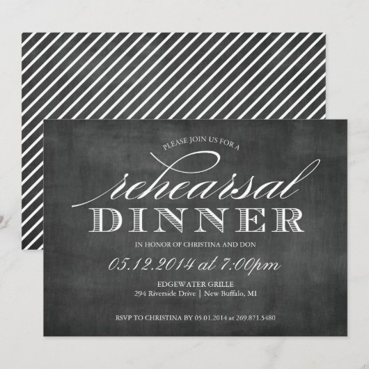 Chalkboard Wedding Rehearsal Dinner Invitation Kaart (Voorkant / Achterkant)