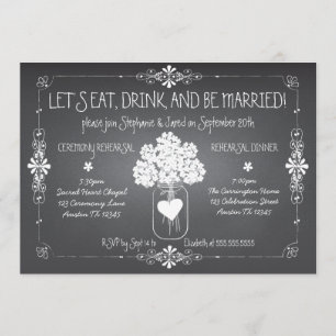 Chalkboard Wedding Rehearsal Mason Jar Uitnodiging
