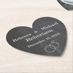 Chalkboard Wedding Rings Personalized Kartonnen Onderzetters