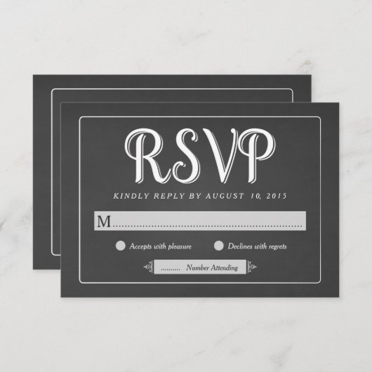 Chalkboard Wedding RSVP - Basic Response Cards (Voorkant / Achterkant)