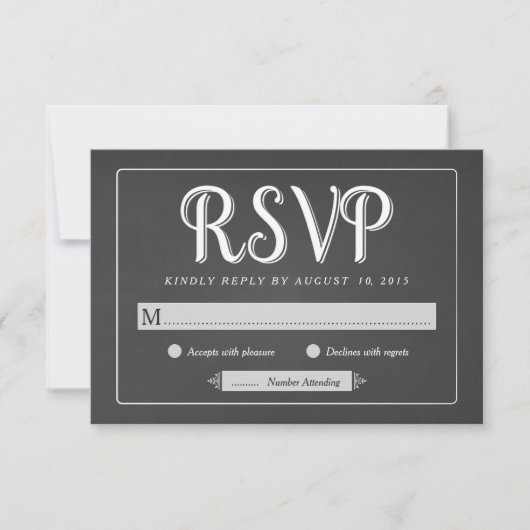 Chalkboard Wedding RSVP - Basic Response Cards Kaartje (Voorkant)