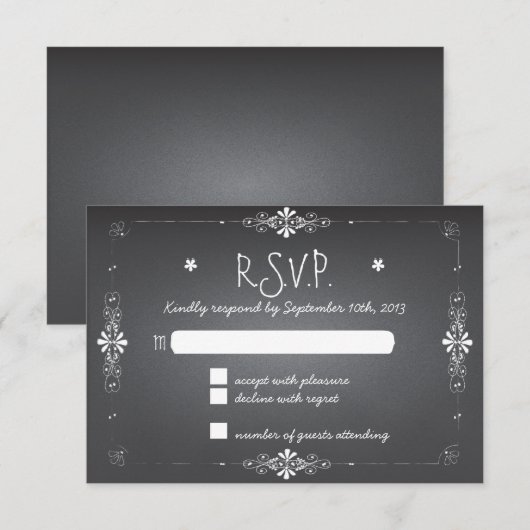 Chalkboard Wedding RSVP-reactiekaart RSVP Kaartje (Voorkant / Achterkant)
