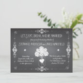 Chalkboard Wedding Rustic Mason Jar Uitnodiging (Staand voorkant)