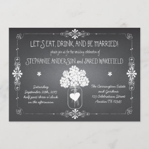 Chalkboard Wedding Rustic Mason Jar Uitnodiging