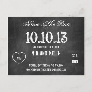 Chalkboard Wedding SAVE DE DATUM Briefkaart