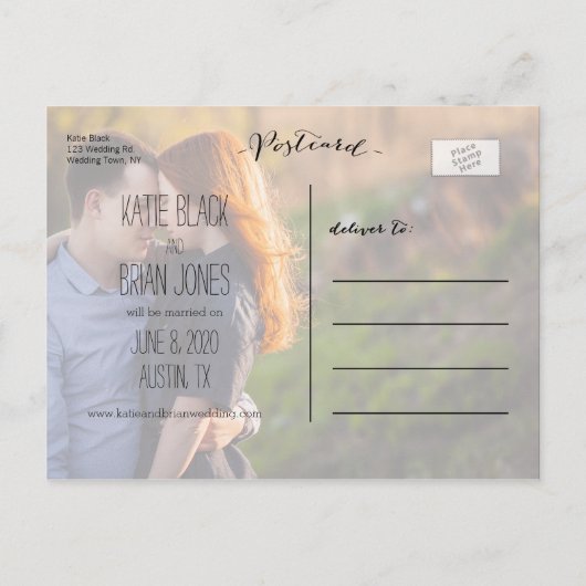 Chalkboard Wedding Save the Date Briefkaart (Achterkant)