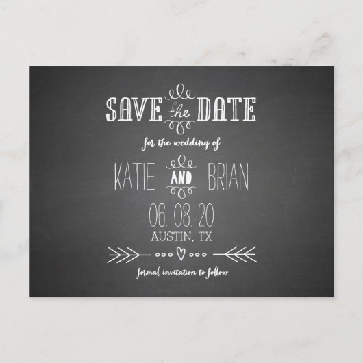 Chalkboard Wedding Save the Date Briefkaart (Voorkant)