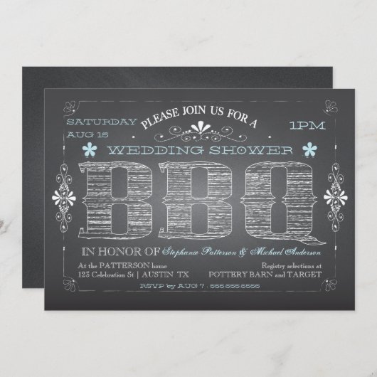  Chalkboard Wedding Shower BBQ Uitnodiging (Voorkant / Achterkant)
