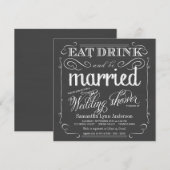 Chalkboard Wedding Shower-uitnodigingen Kaart (Voorkant / Achterkant)