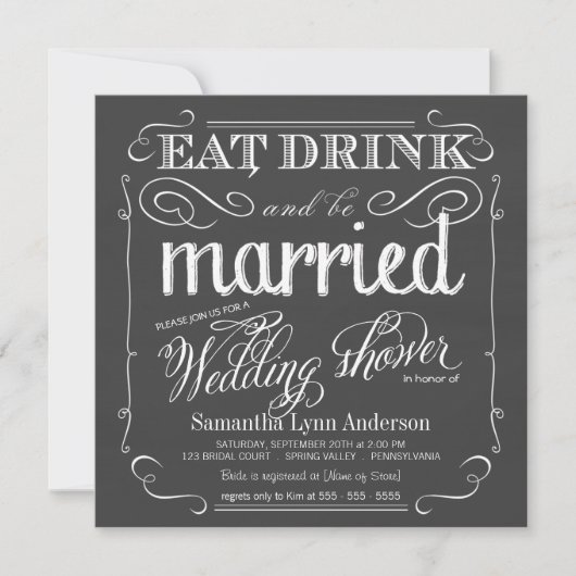 Chalkboard Wedding Shower-uitnodigingen Kaart (Voorkant)