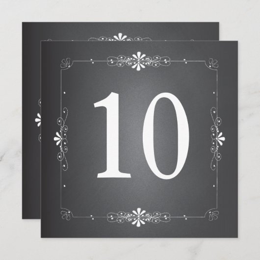 Chalkboard Wedding Table Number Square Kaart (Voorkant / Achterkant)