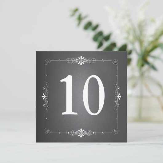 Chalkboard Wedding Table Number Square Kaart (Staand voorkant)