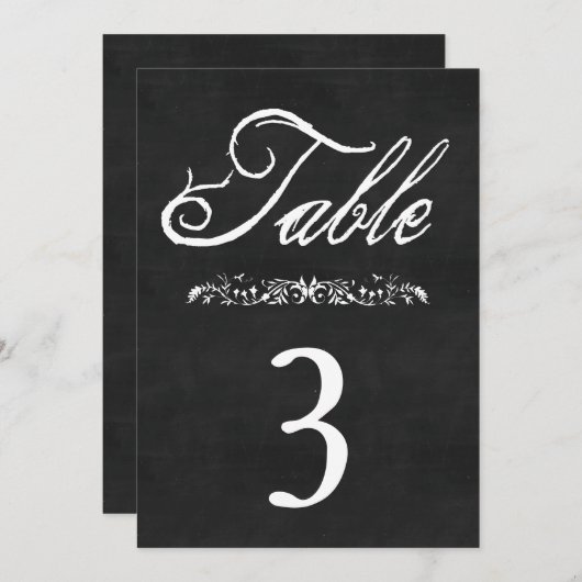 Chalkboard Wedding Table Numbers Kaart (Voorkant / Achterkant)