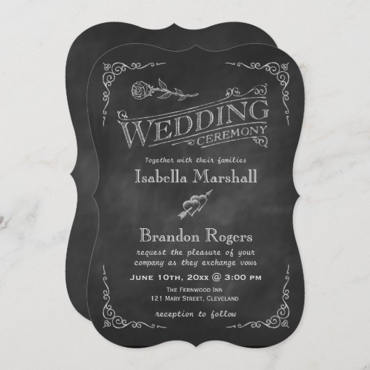 Chalkboard Wedding Uitnodiging 2 (Voorkant / Achterkant)