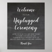 Chalkboard Wedding Unplugged Ceremony Signs Poster (Voorkant)