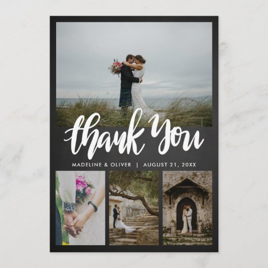 Chalkboard Wedding Vier Foto's | Bedankt script (Voorkant)