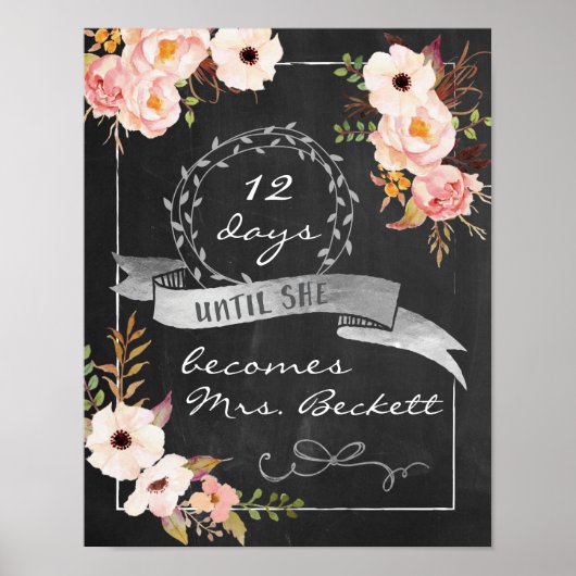 Chalkboard Wedding Vrijgezellenfeest Sign. Poster (Voorkant)