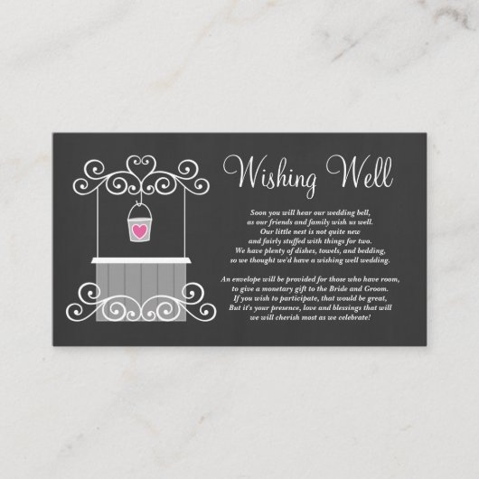 Chalkboard Wedding Wishing Well Informatiekaartje (Voorkant)