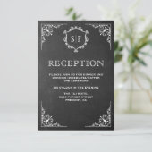 Chalkboard Weelderig Monogram Ontvangst Kaart (Staand voorkant)