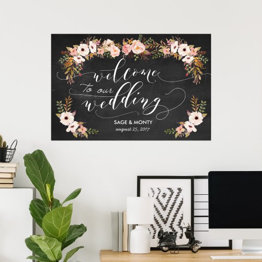 Chalkboard Welcome Wedding Poster (Thuiskantoor)