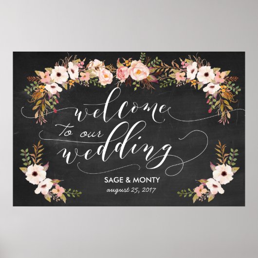 Chalkboard Welcome Wedding Poster (Voorkant)