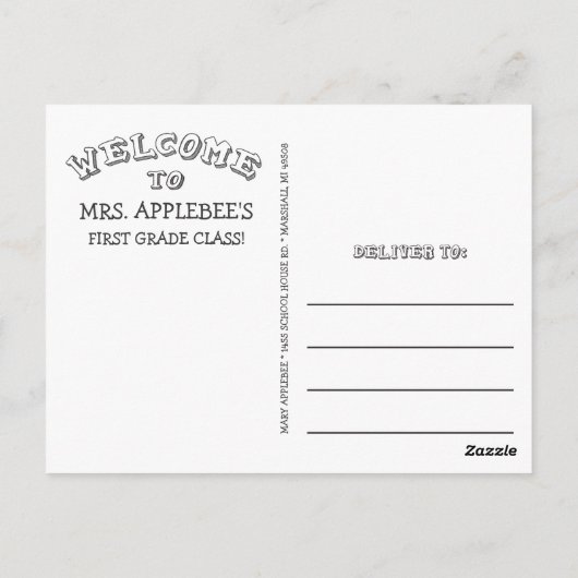 Chalkboard Welkom terug naar het Briefkaart van de (Achterkant)