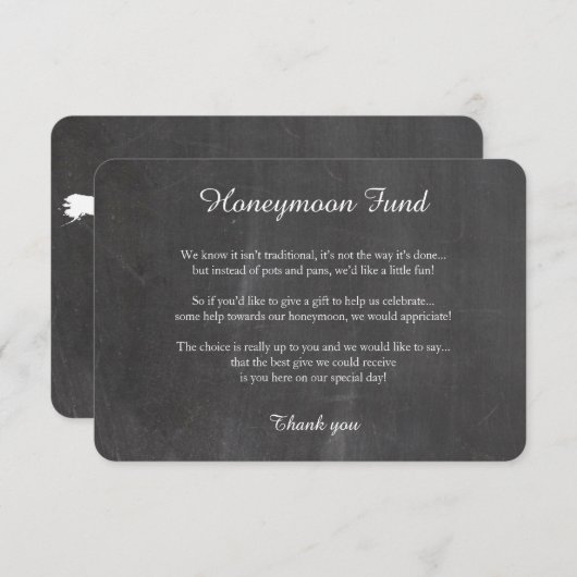 Chalkboard wereldkaart honeymoon well-wenskaart informatiekaartje (Voorkant / Achterkant)