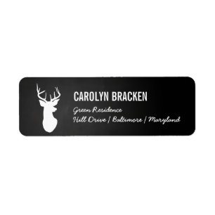 Chalkboard White Antler Deer Stag Etiket