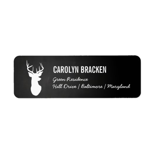 Chalkboard  White Antler Deer Stag Etiket (Voorkant)