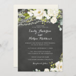 Chalkboard White Champagne Floral Lights Wedding Kaart<br><div class="desc">modernere bloemetjes voor bruiloft in de Little Bayleigh Store!</div>