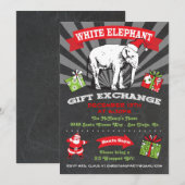 Chalkboard White Elephant Gift Exchange Indeling Kaart (Voorkant / Achterkant)