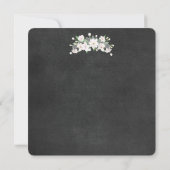 Chalkboard White Floral Wreath Wedding Invitation Kaart (Achterkant)