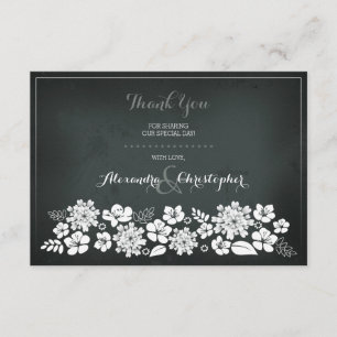 Chalkboard White Flowers  Hartelijk dank Bedankkaart